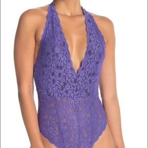 Intimately FP Avery sheer Lace halter bodysuit
